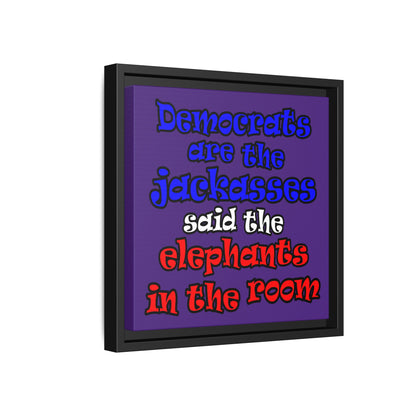 donkeys and elephants - framed canvas art (purple)