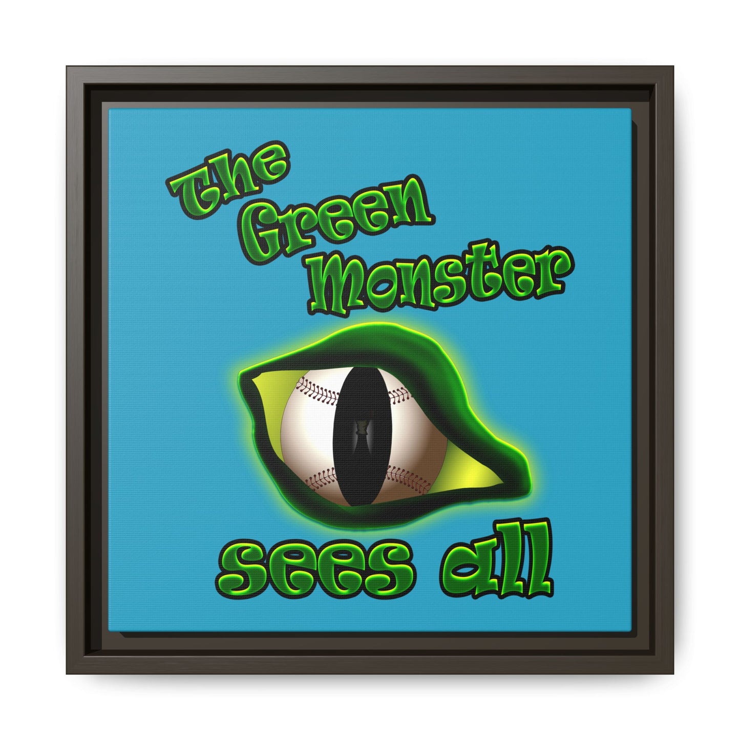 green monster - framed canvas art (turquoise)