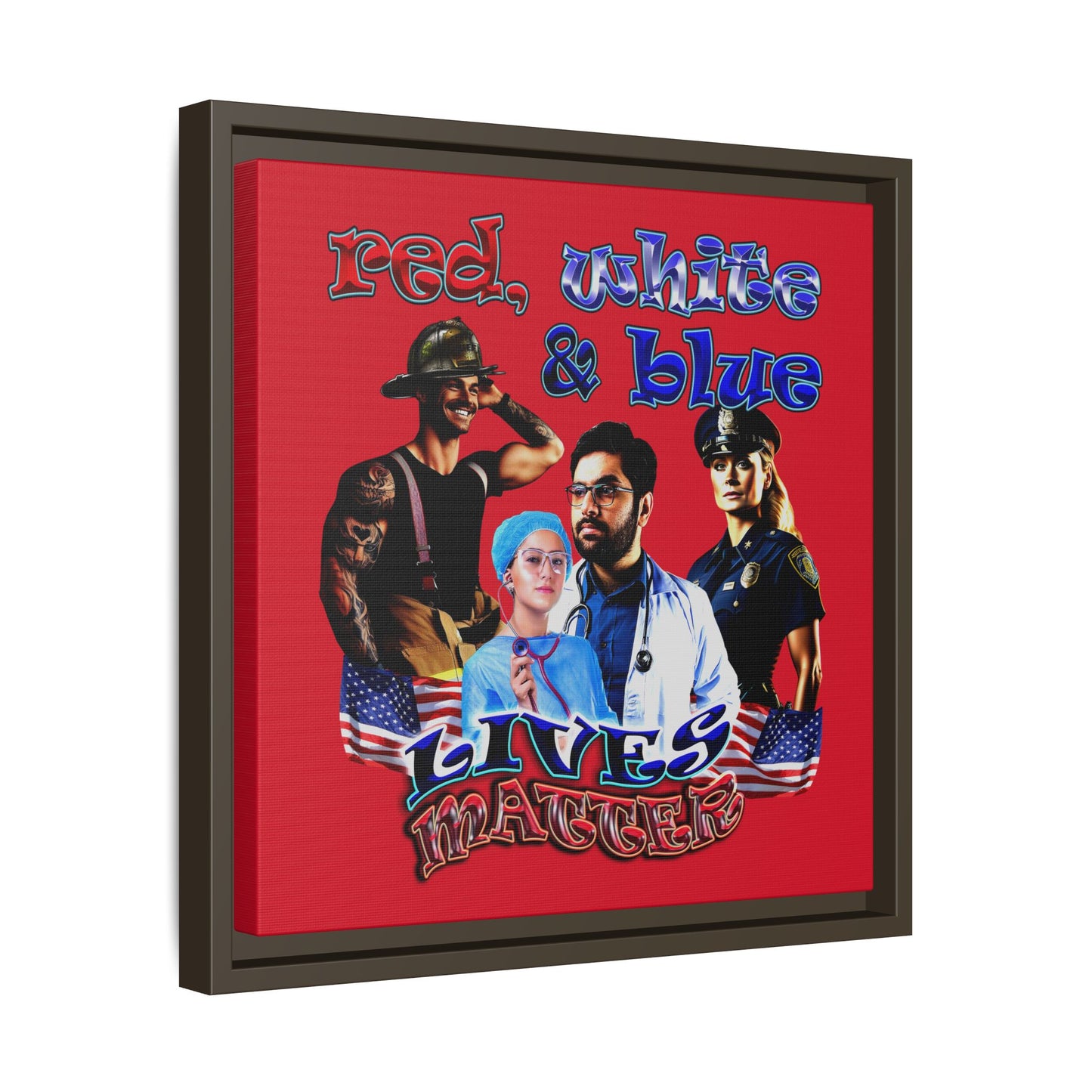 rw&b lives matter - framed canvas art (dark red)