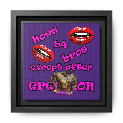 hoes b4 bros - framed canvas art (purple)
