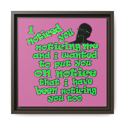noticed you noticing - framed canvas art (light pink)