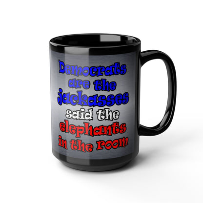 donkeys and elephants - Black Mug (brushed nickel)