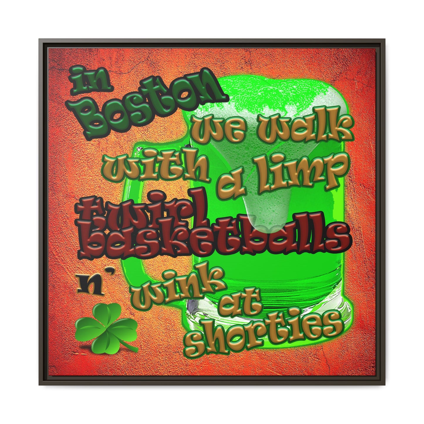 celtics logo - framed canvas art (burnt orange)