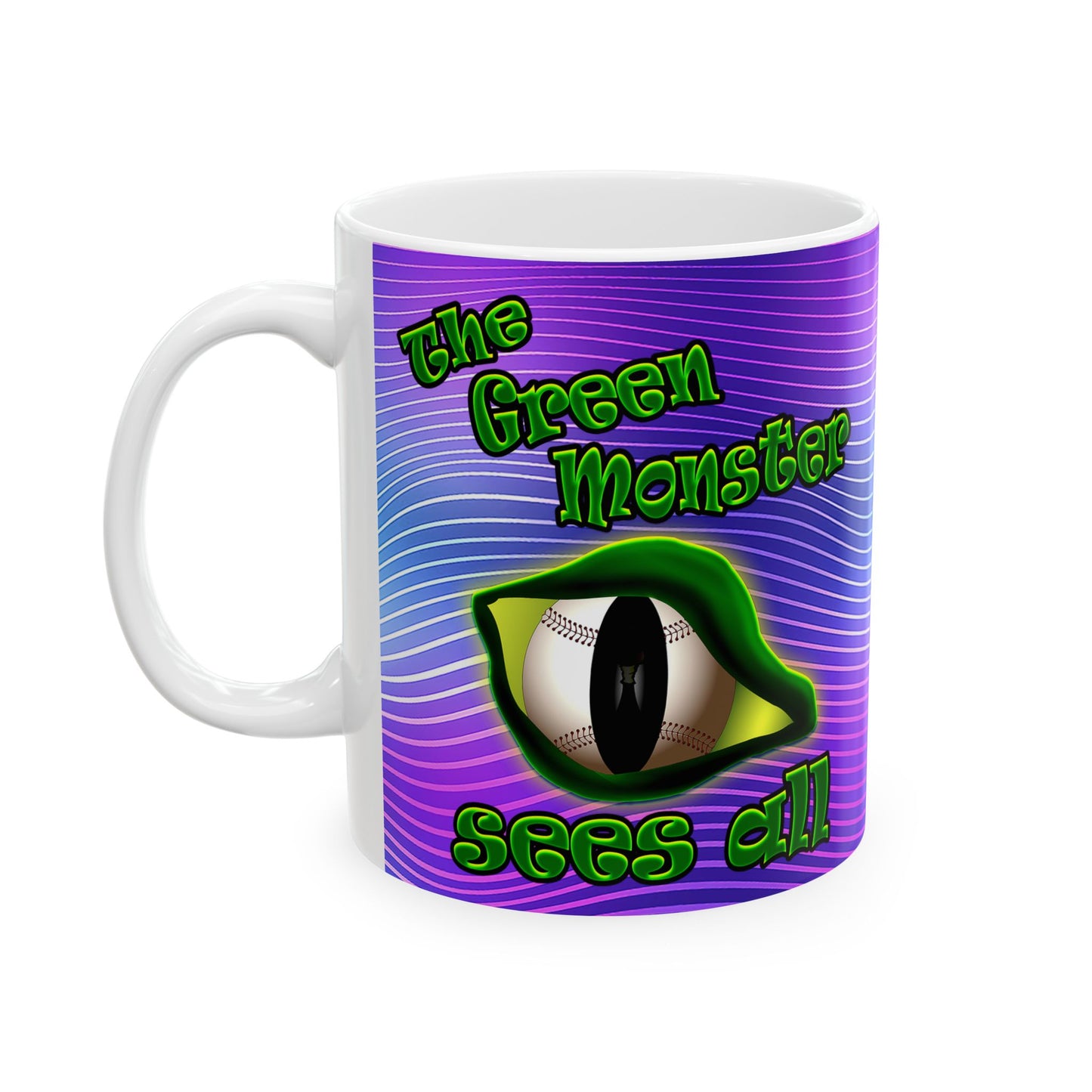green monster - White Mug (purple wave)