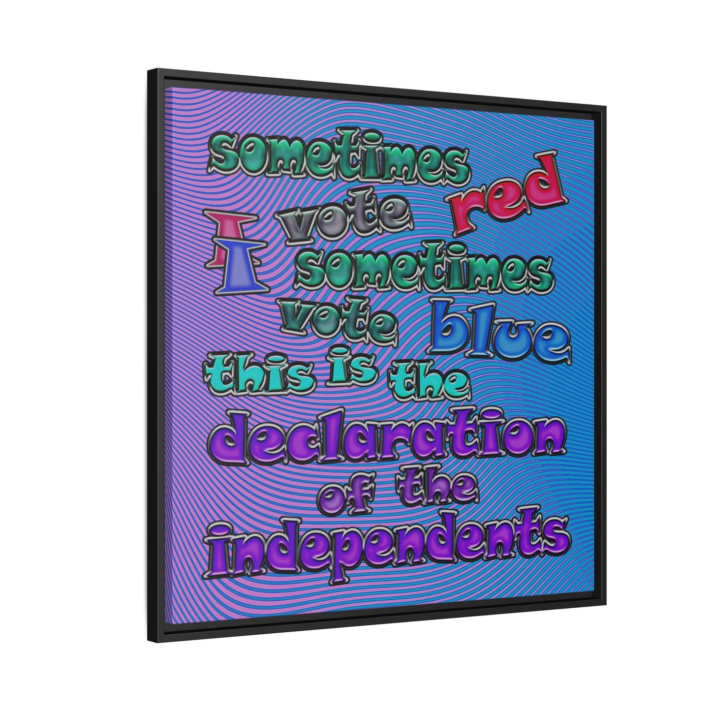 declaration of the independents - framed canvas art (light blue-purple wave)