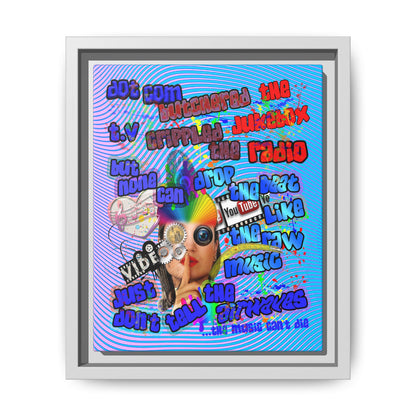 drop the beat - framed canvas art (light blue-purple wave)