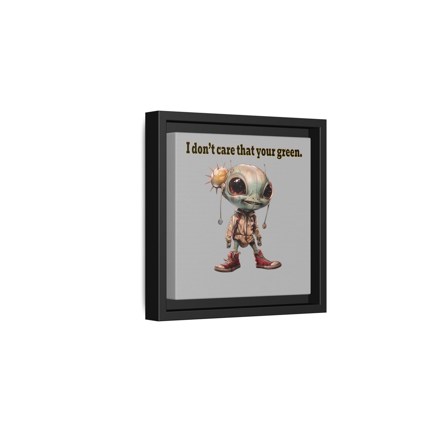 I don't care that your green - framed canvas art (light grey)