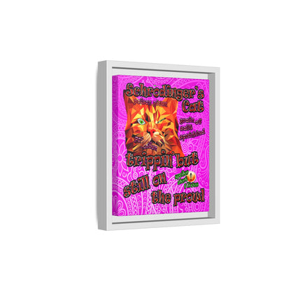 schrodinger's cat - framed canvas art (pink swirl)