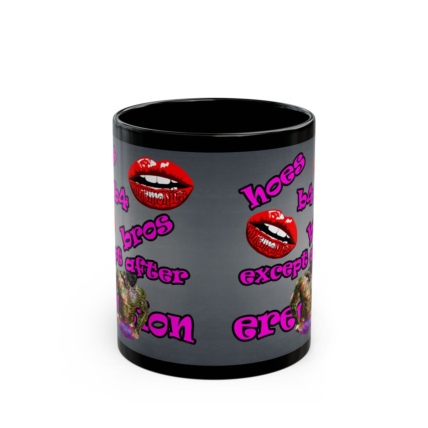hoes b4 bros - Black Mug (grey-light grey)