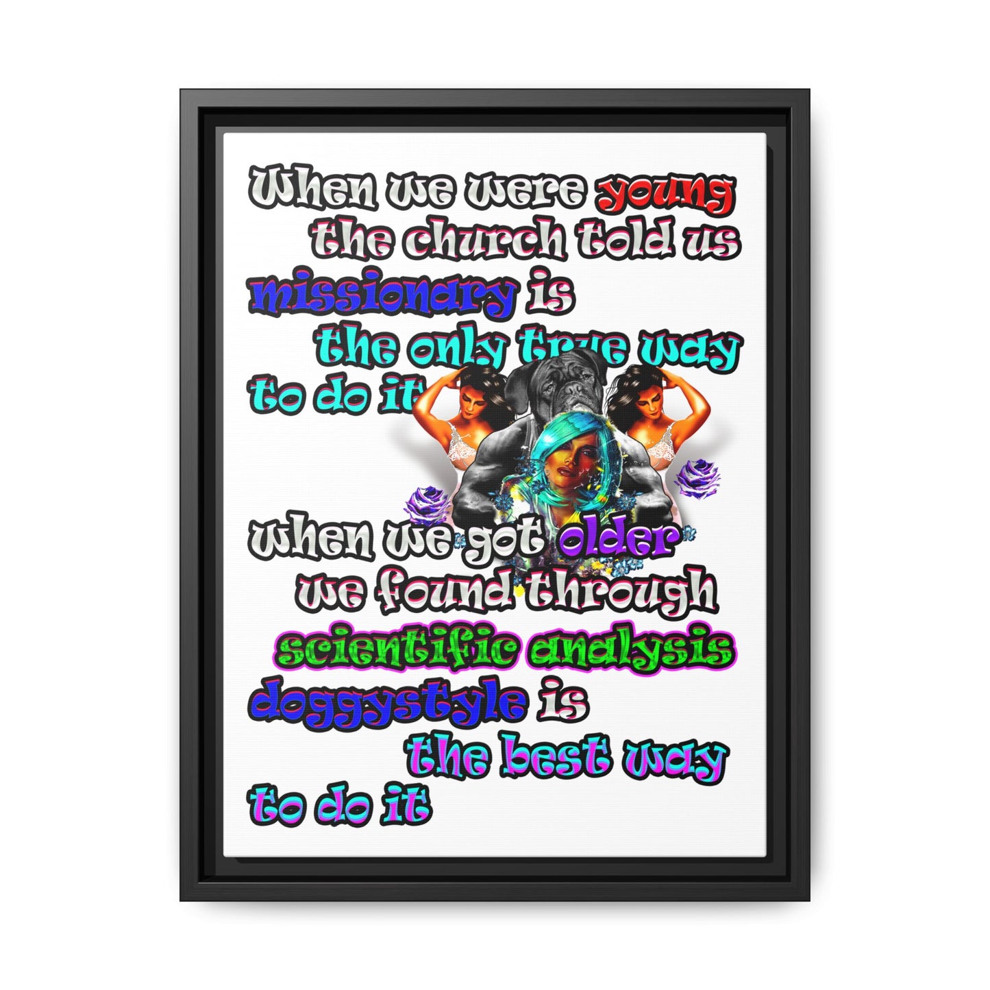 doggystyle - framed canvas art (white)