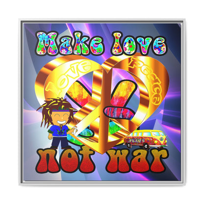 love peace - framed canvas art (grey-pink wave)