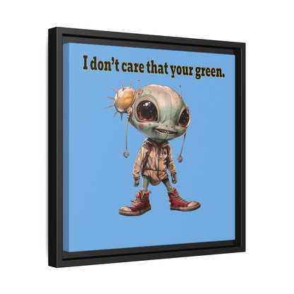 I don't care that your green - framed canvas art (light blue)