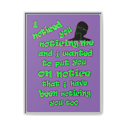 noticed you noticing - framed canvas art (light purple)