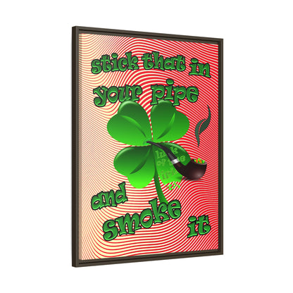 stick that in your pipe and smoke it - framed canvas art (yellow-orange wave)