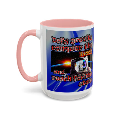 defy conquer reach - Accent Mug (blue-white wave)