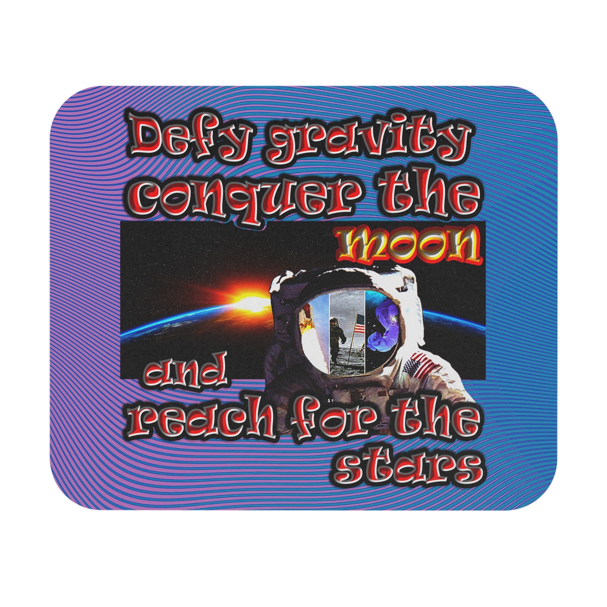 defy conquer reach - Mouse Pad (Rectangle) (light blue-purple wave)