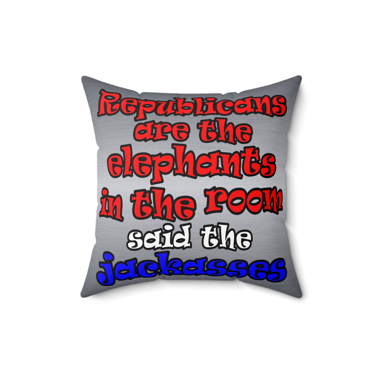 donkeys and elephants - Spun Polyester Square Pillow - (brushed nickel)