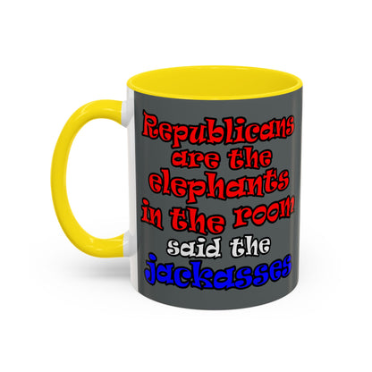 donkeys and elephants - Accent Mug (dark grey)
