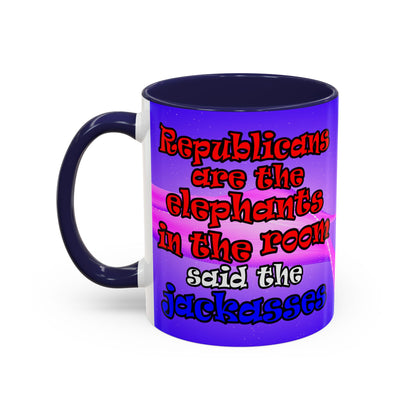 donkeys and elephants - Accent Mug (purple-pink wave)