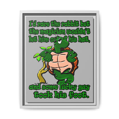 turtle race - framed canvas art (light grey)