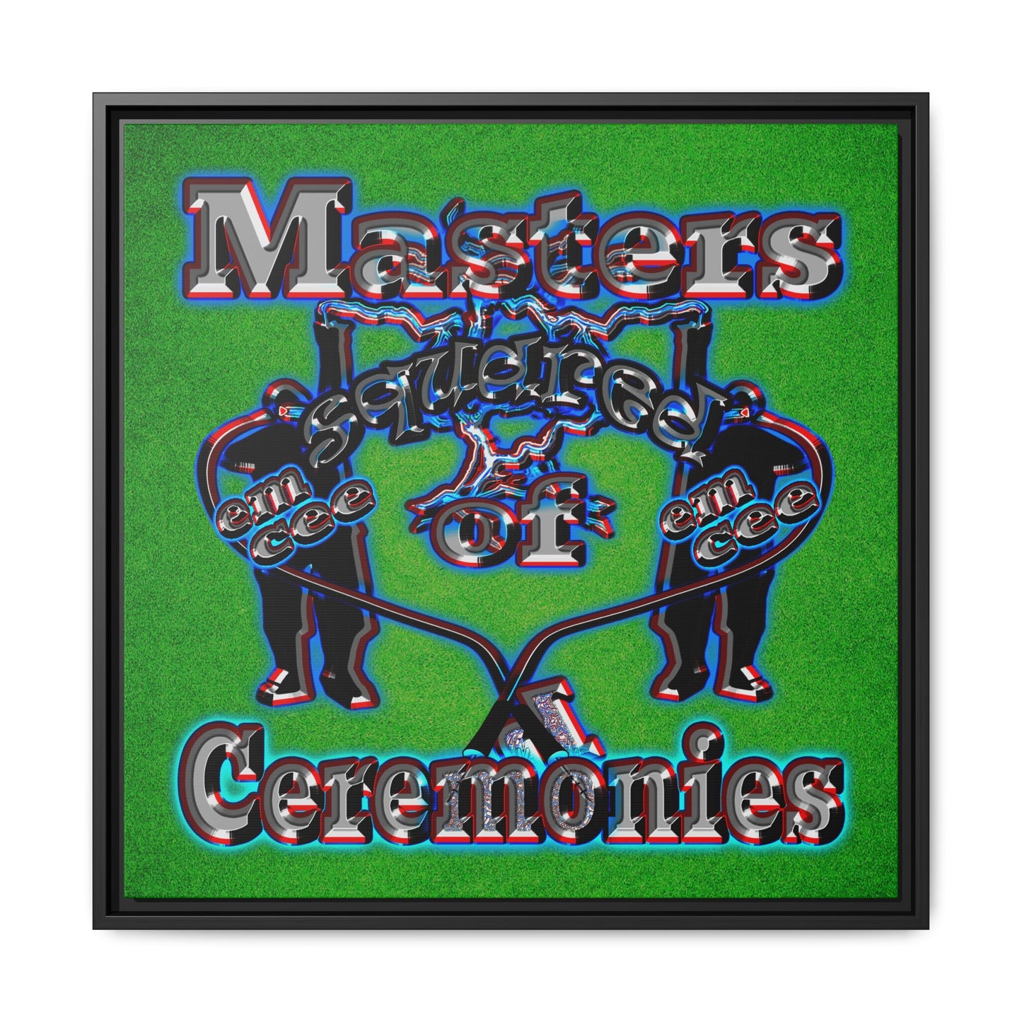 em cee squared - framed canvas art (green turf)
