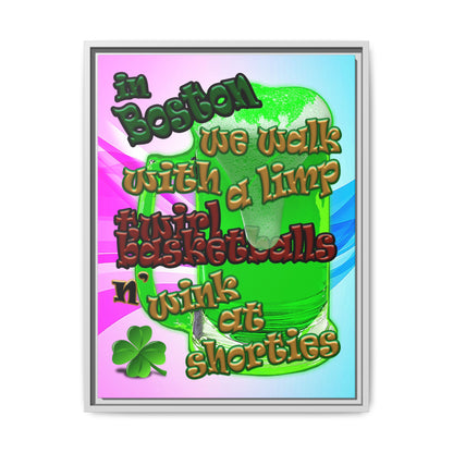 celtics logo - framed canvas art (light blue-pink wave)