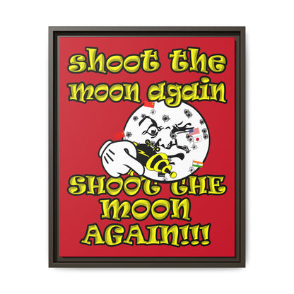 shoot the moon again - framed canvas art (dark red)