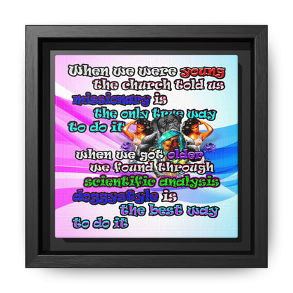 doggystyle - framed canvas art (light blue-pink wave)