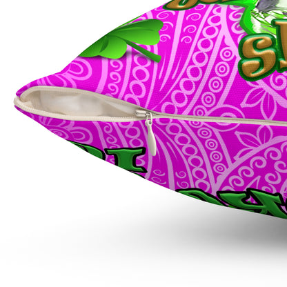 celtics logo - Spun Polyester Square Pillow - (pink swirl)