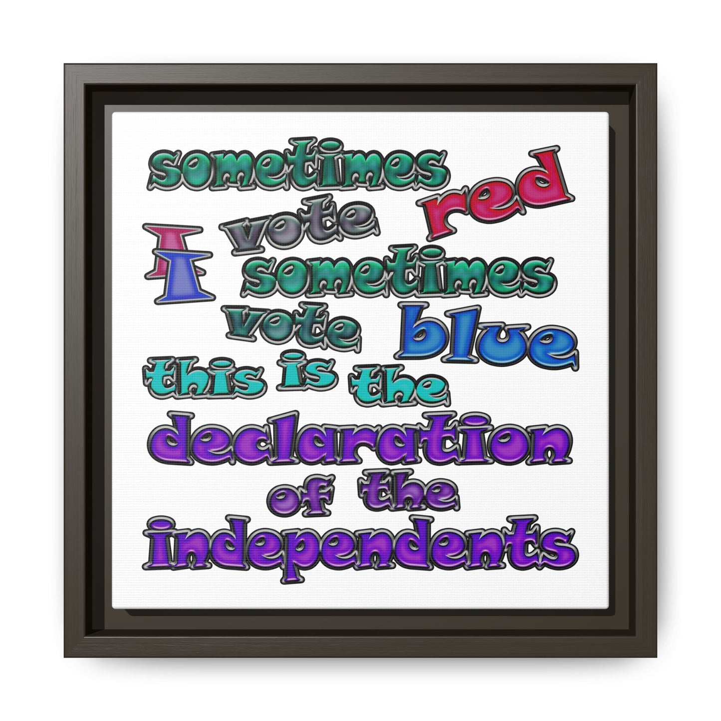 declaration of the independents - framed canvas art (white)