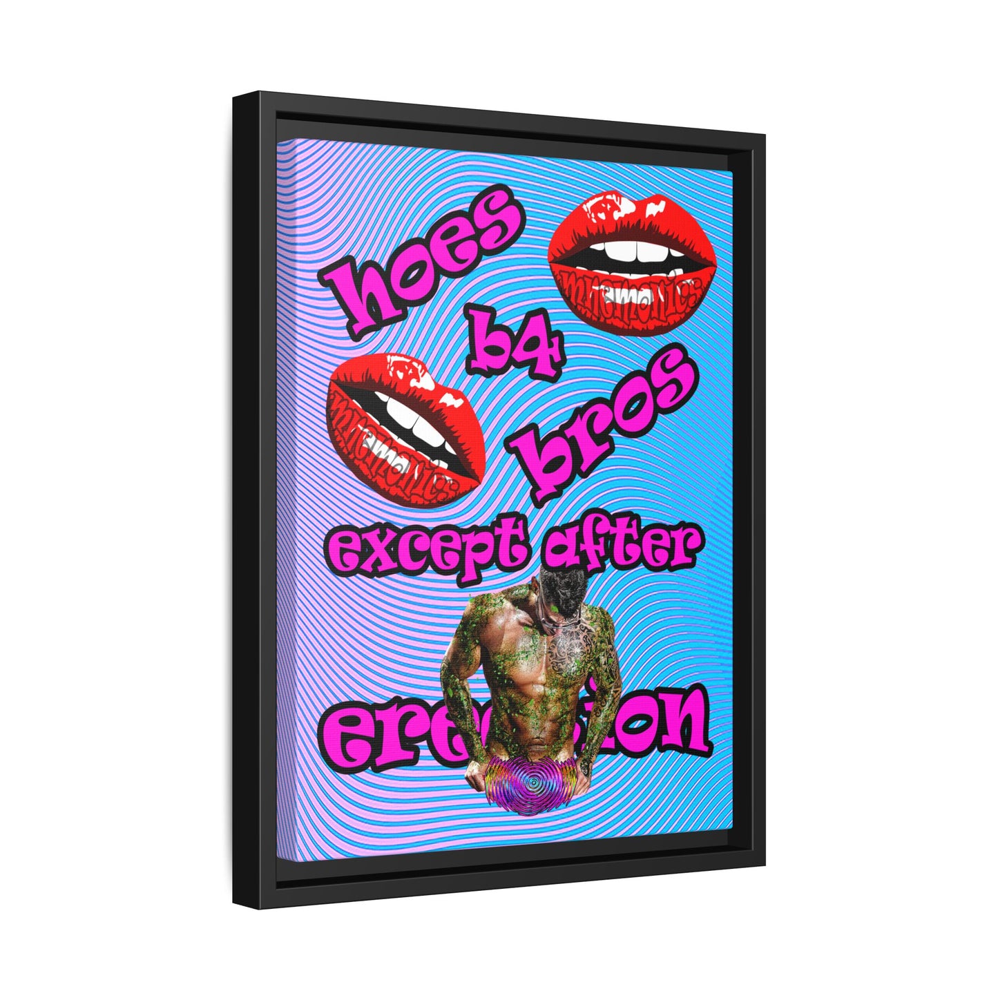 hoes b4 bros - framed canvas art (light blue-purple wave)