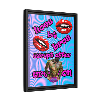 hoes b4 bros - framed canvas art (light blue-purple wave)