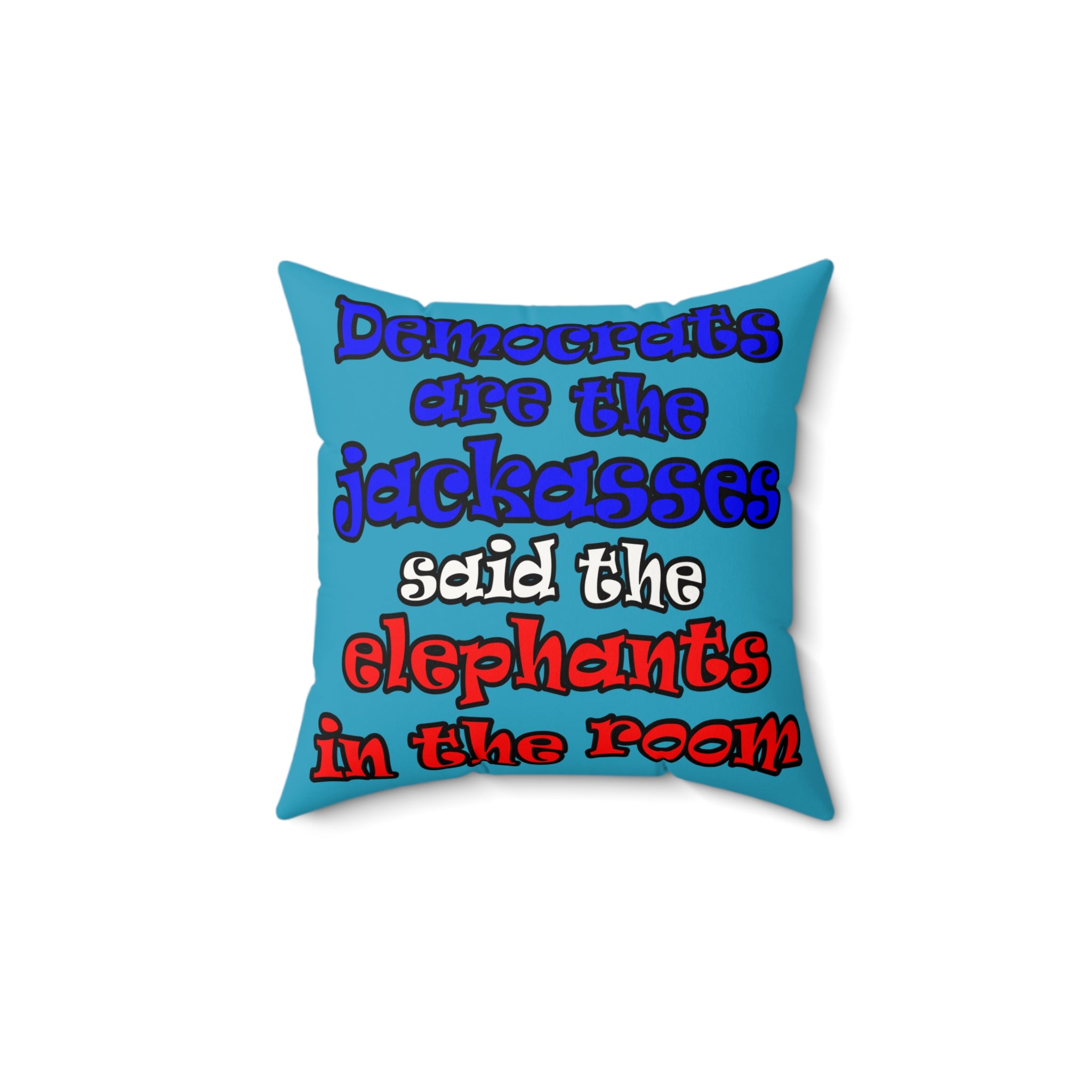 donkeys and elephants - Faux Suede Square Pillow - (turquoise)