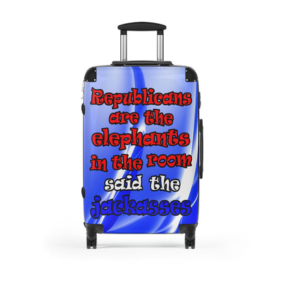 donkeys and elephants - Suitcase (blue-white wave)