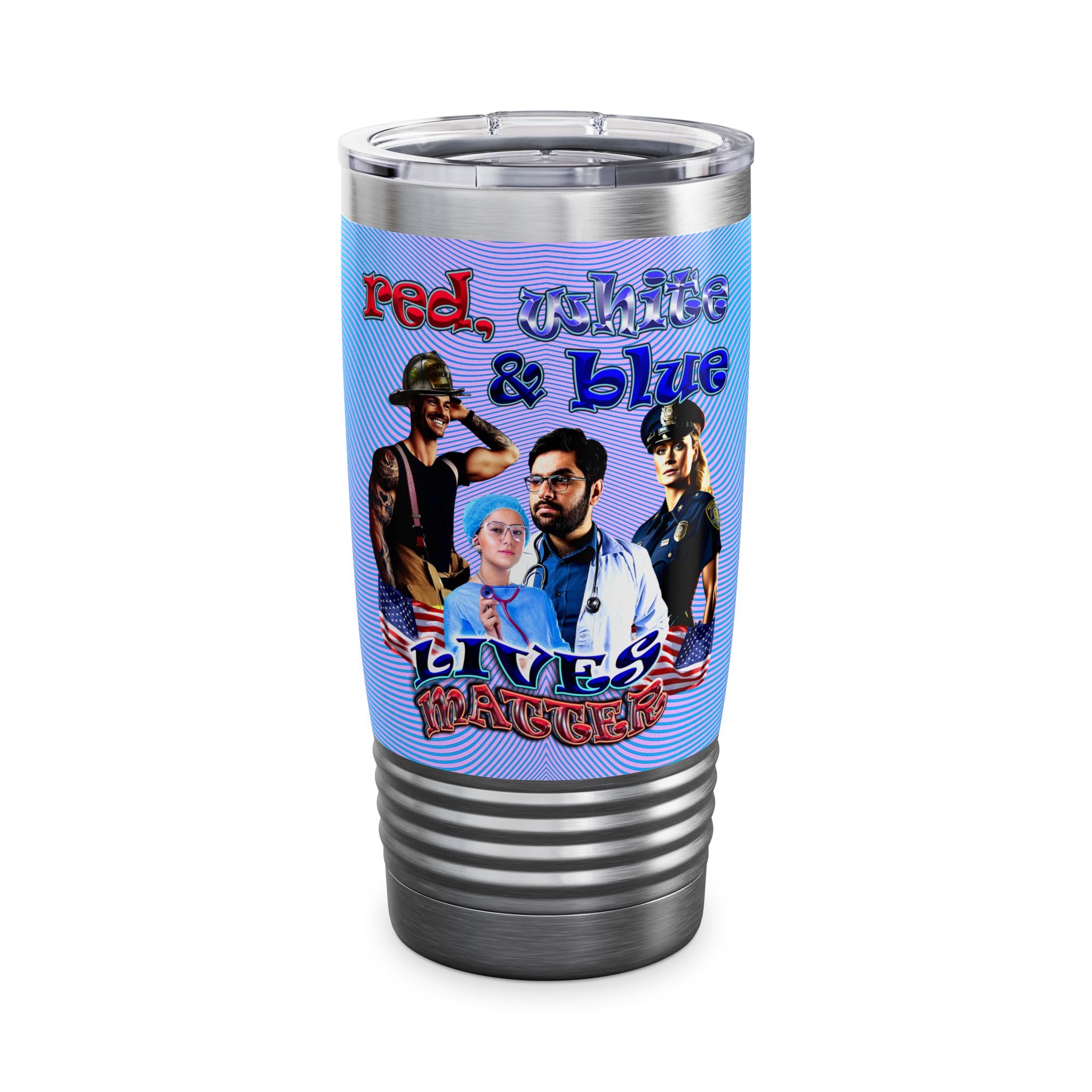 rw&b lives matter - Ringneck Tumbler, 20oz (light blue-purple wave)