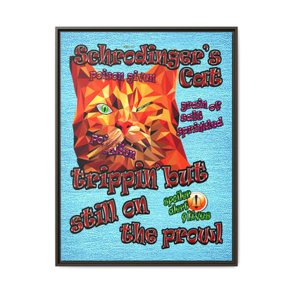 schrodinger's cat - framed canvas art (faded blue)