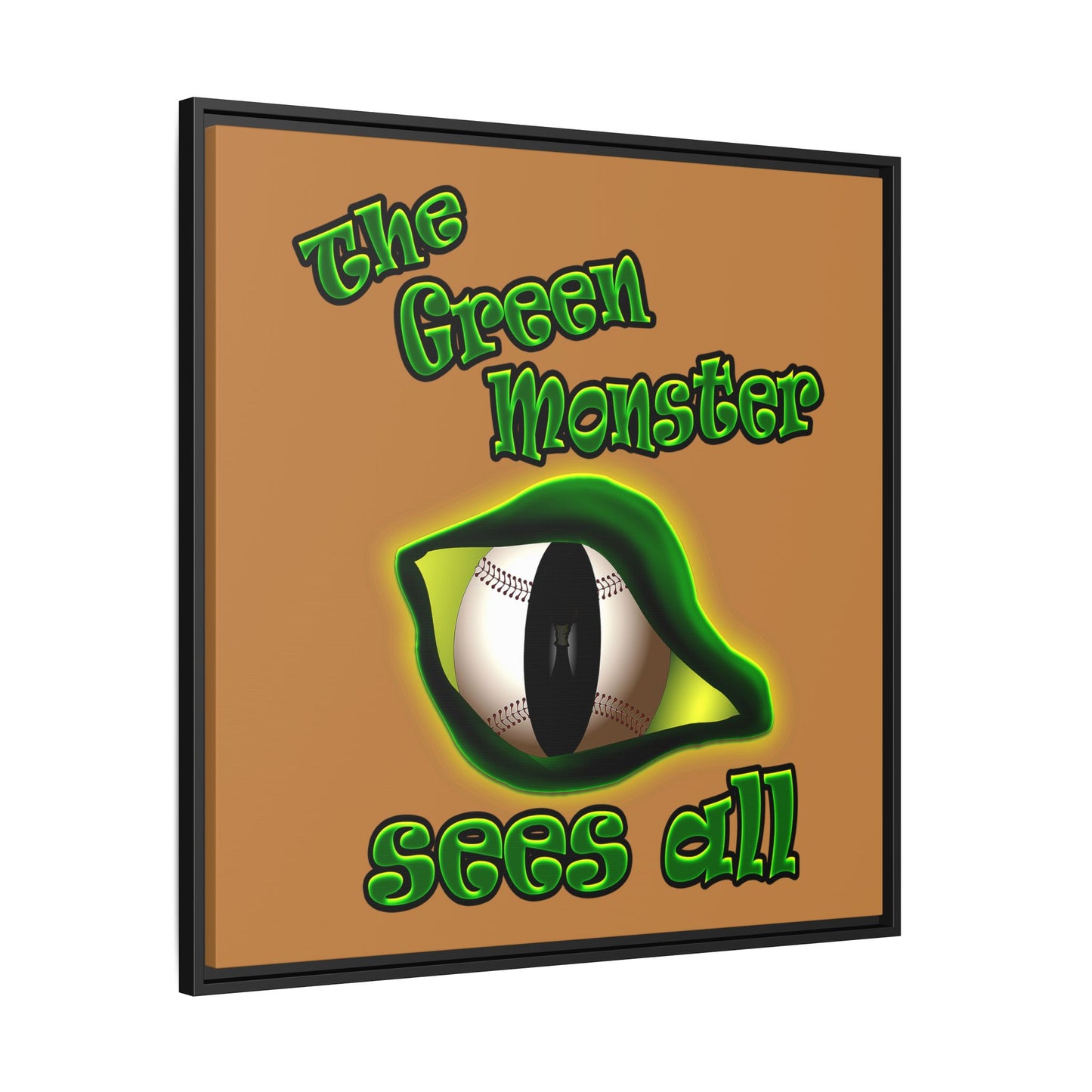 green monster - framed canvas art (light brown)
