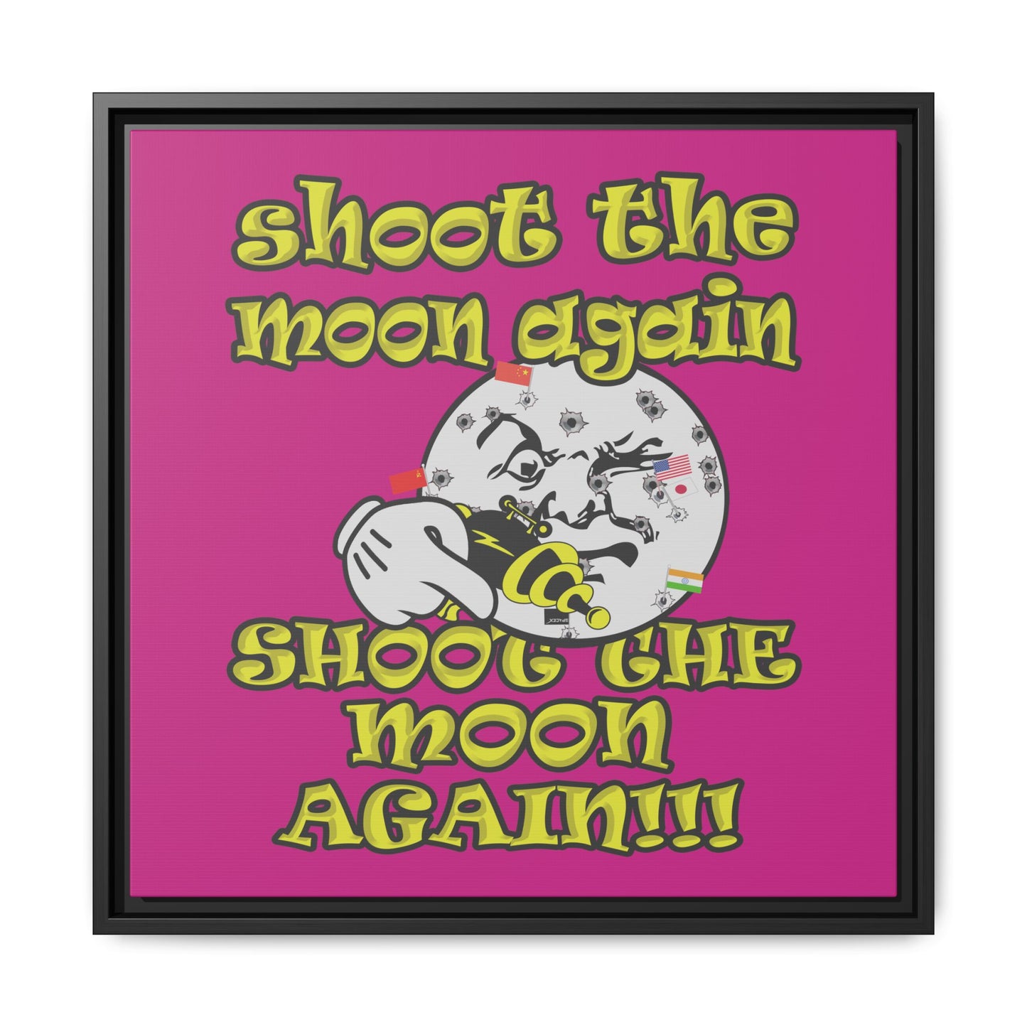 shoot the moon again - framed canvas art (pink)