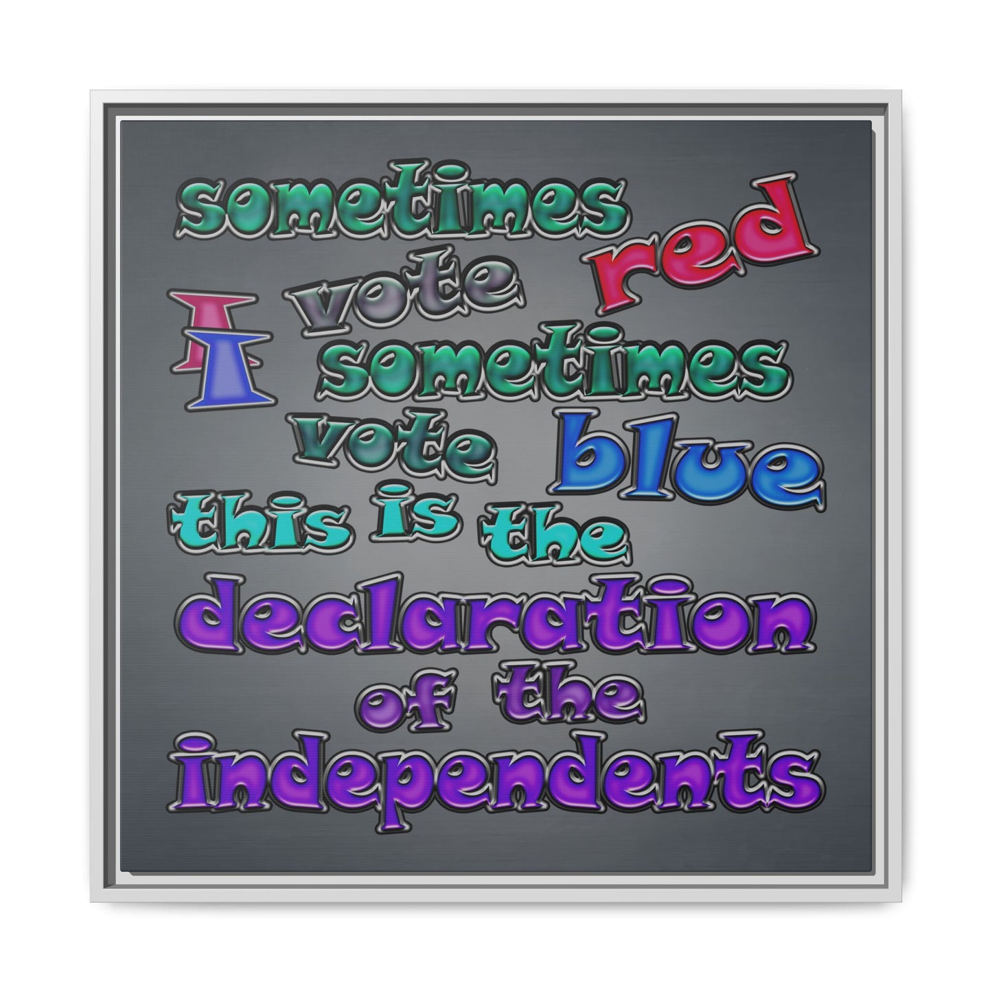 declaration of the independents - framed canvas art (grey-light grey)