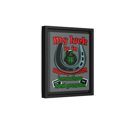 my luck - framed canvas art (dark grey)