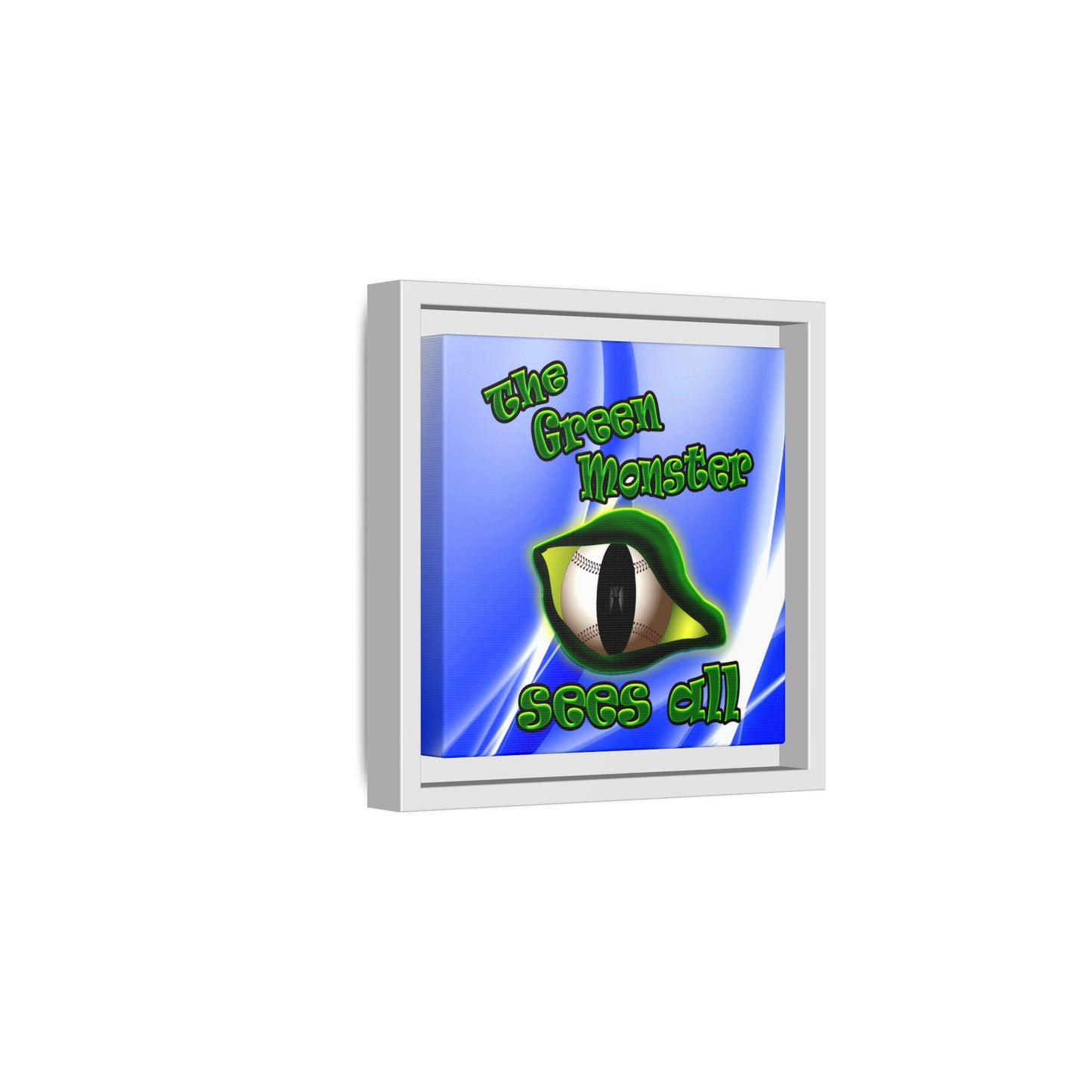 green monster - framed canvas art (blue-white wave)