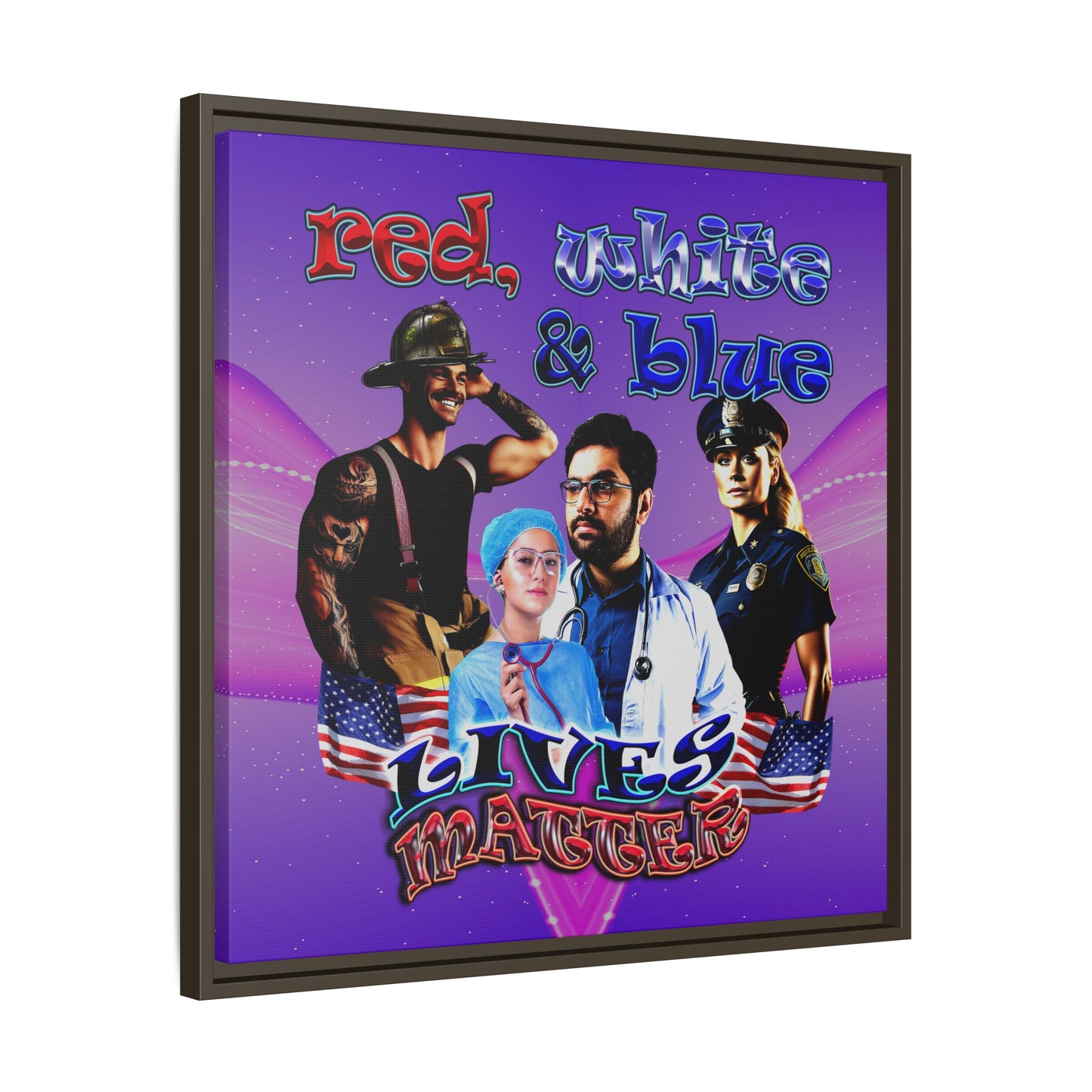 rw&b lives matter - framed canvas art (purple-pink wave)