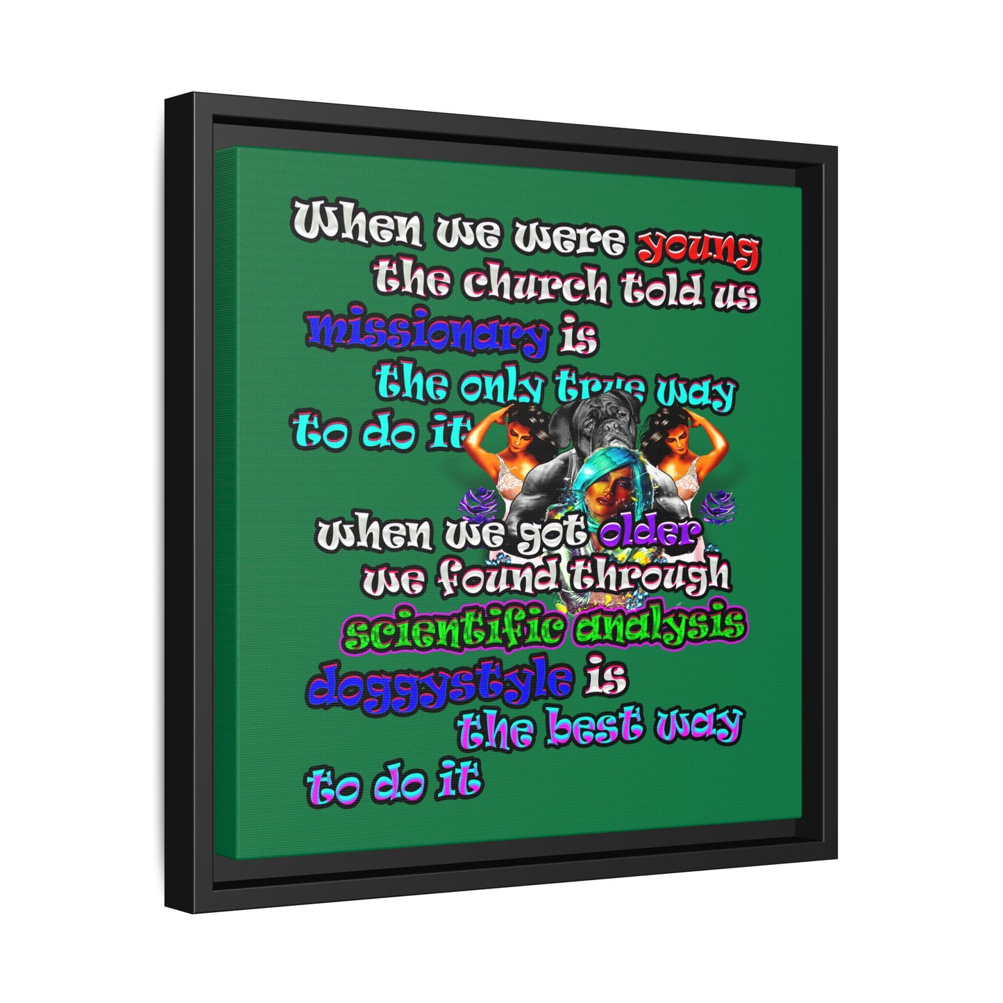 doggystyle - framed canvas art (dark green)