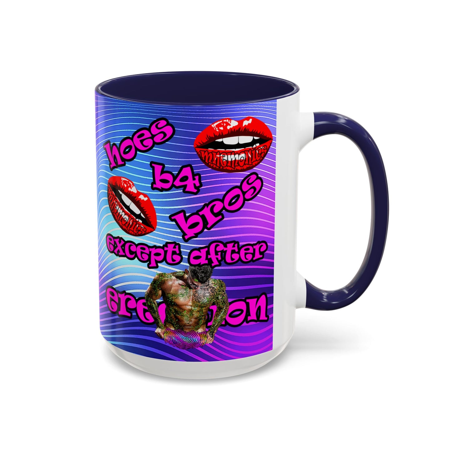 hoes b4 bros - Accent Mug (purple wave)