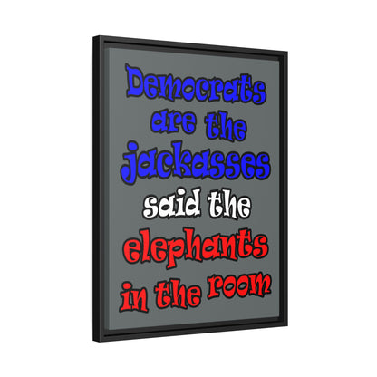 donkeys and elephants - framed canvas art (dark grey)
