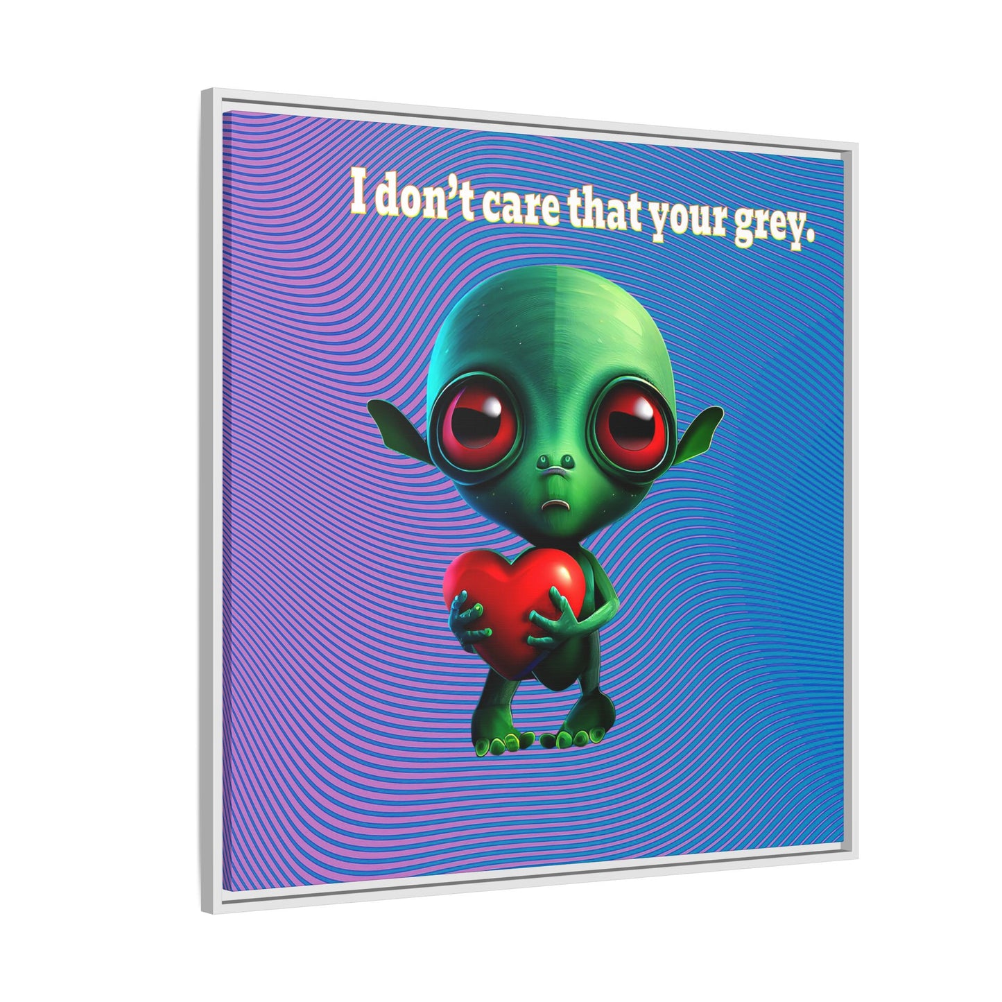 I don't care that your grey - framed canvas art (light blue-purple wave)