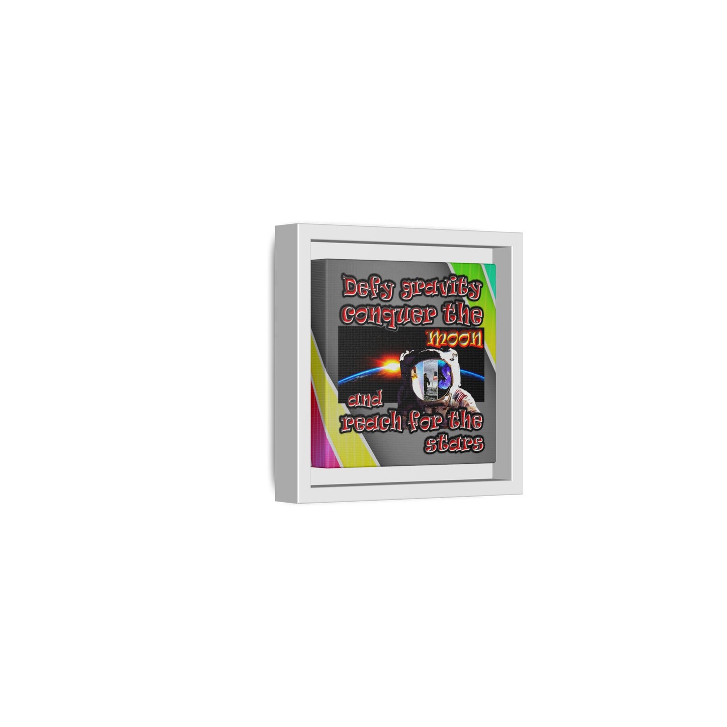 defy conquer reach - framed canvas art (rainbow split)