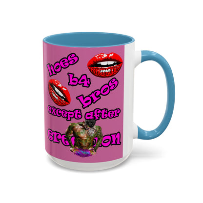 hoes b4 bros - Accent Mug (light pink)