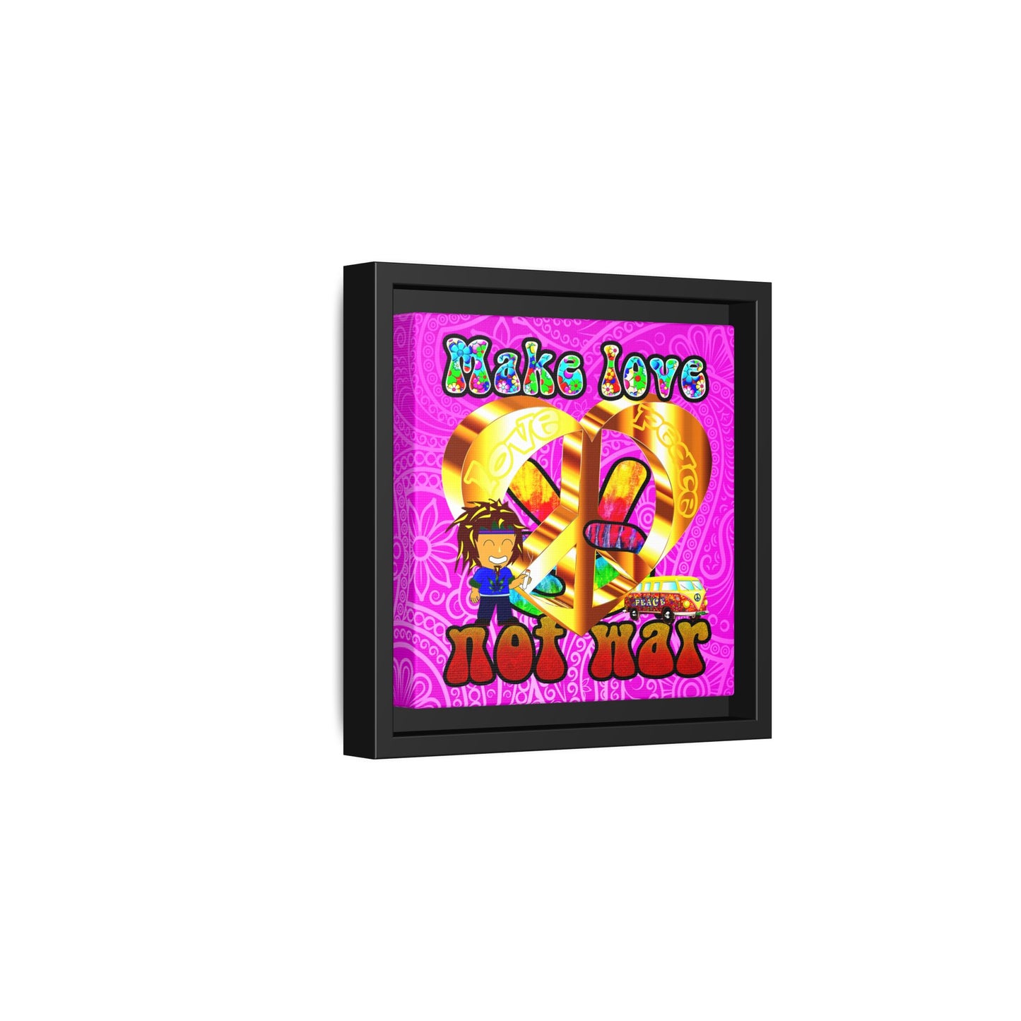 love peace - framed canvas art (pink swirl)