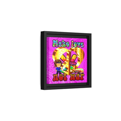 love peace - framed canvas art (pink swirl)